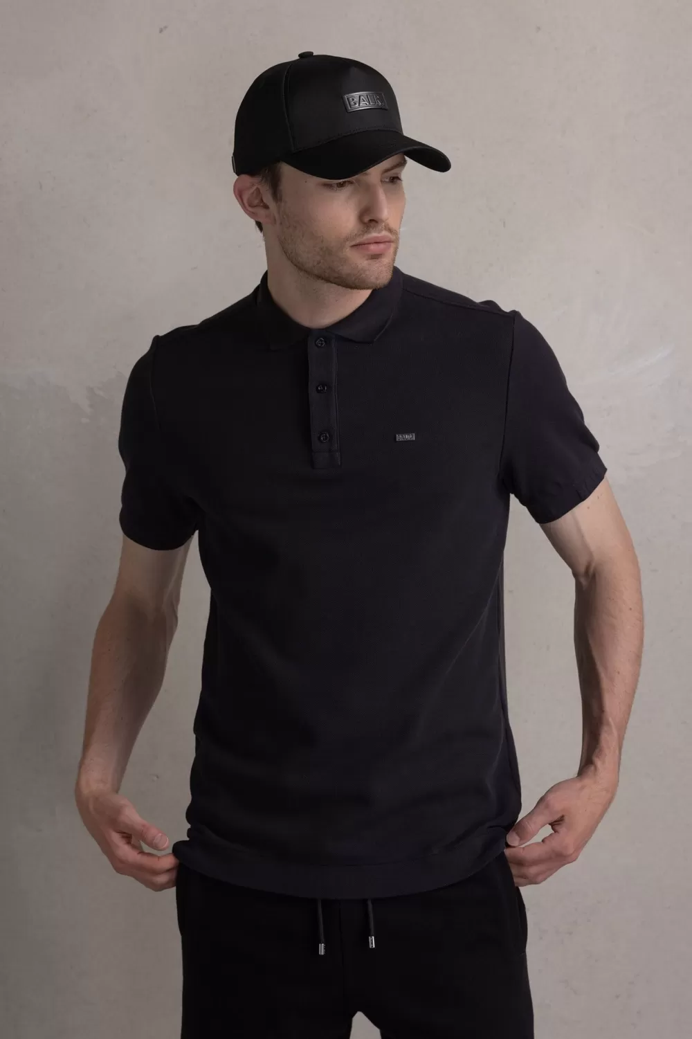 BALR. Olaf Straight Metal Brand Polo Jet Black Cheap