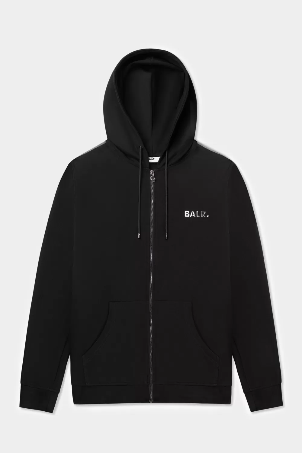 BALR. Q-Tape Zip Through Hoodie Jet Black New