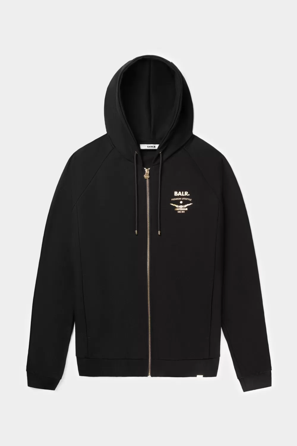 BALR. Rani Zip Gold Emblem Hoodie Jet Black Shop