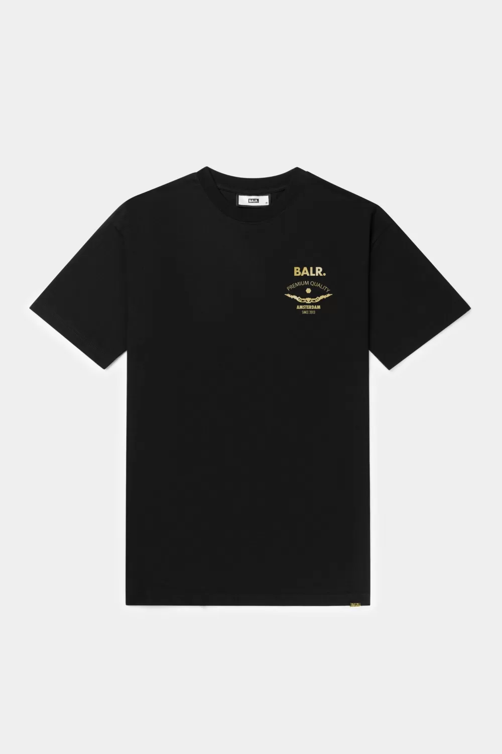 BALR. Sebastian Slim Gold Emblem T-Shirt Jet Black New