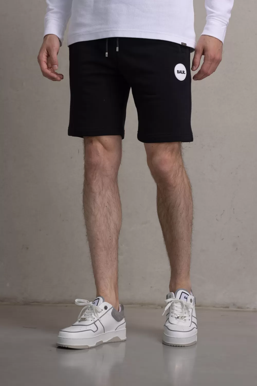 BALR. Tony Regular Round Rubber Badge Sweat Shorts Jet Black Hot