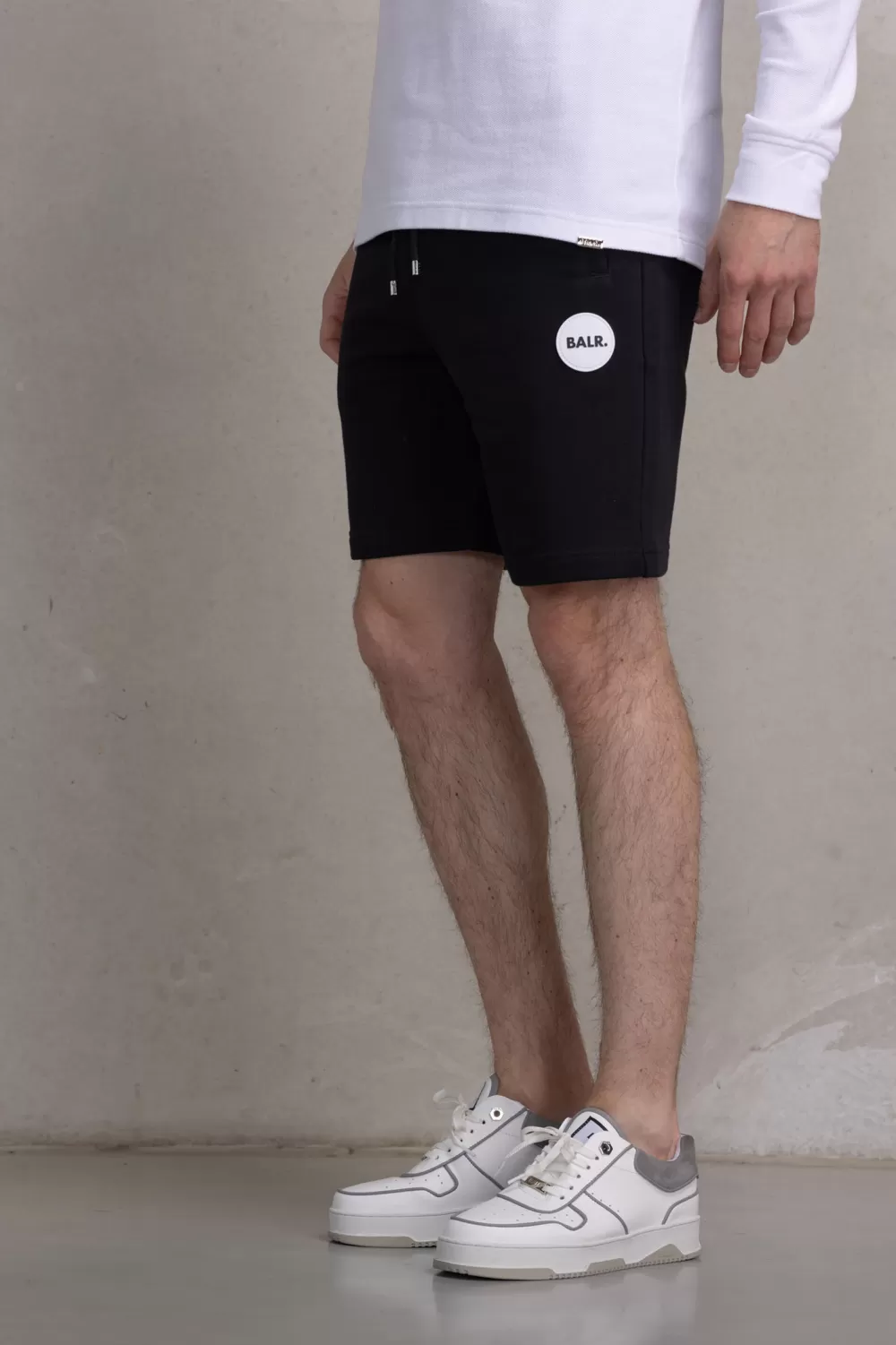 BALR. Tony Regular Round Rubber Badge Sweat Shorts Jet Black Hot